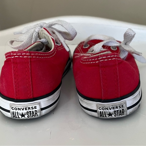 Converse Kids Red Canvas Low-Top Sneakers - Picture 4 of 6